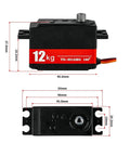 Heavy Duty 12Kg Digital Pwm Servo Motor With Full Metal Gears And Compact Short Body Design, measuring 40.8mm x 27.8mm.