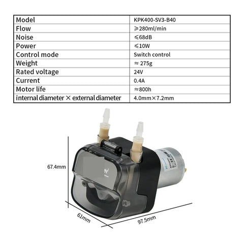 Kpk 12V Or 24V Peristaltic Dosing Pump Adjustable Flow Rate Up To 400Ml Min For Aquariums And Chemical Applications Gear Driven Motor With Easy Tubing Replacement For Water Treatment Projects