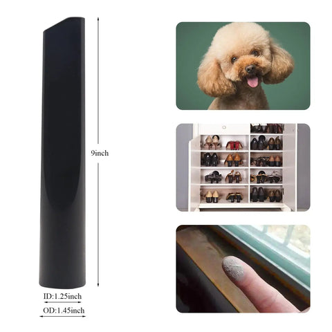 Comprehensive Vacuum Attachments Kit One And A Quarter Inch Nine Piece Set with black crevice tool for tight corners.