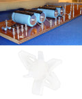 Top Shelf 100 Count White Pcb Standoff Mounting Clips Quick Snap Fit For 4Mm Holes, shown with PCB and capacitors.