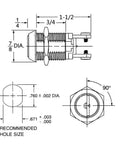 Technical diagram of On Off 2252 Key Switch Maintained With Screw Terminal Lock, dimensions and specifications shown