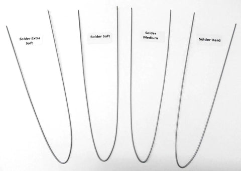 Silver Solder Wire Kit Four Grades Extra Soft Soft Medium And Hard 12 Inch Length Each Ideal For Jewelry Making Soldering Projects Durable USA Made And Ready For Precise Repairs And Crafting displayed in four lines