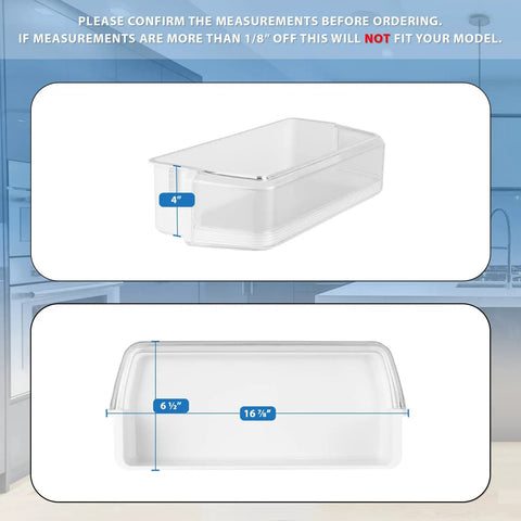 Upgraded Door Shelf Bin Replacement DA97-06177C for Refrigerator dimensions shown in transparent view