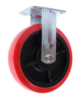 Ironclad 8 Inch Heavy Duty Industrial Caster Wheels With Durable Polyurethane Treads And Reinforced Galvanized Steel Brackets 4 Pack, single wheel close-up.