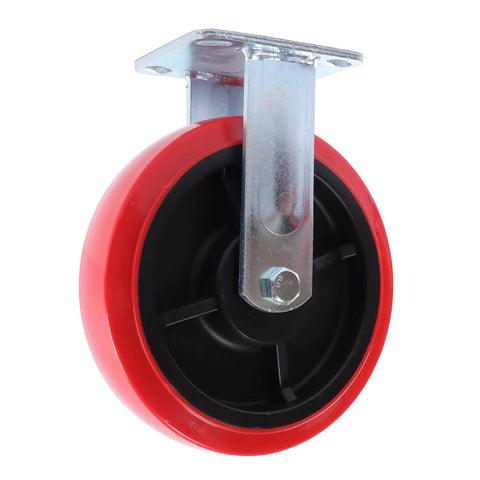 Ironclad 8 Inch Heavy Duty Industrial Caster Wheels With Durable Polyurethane Treads And Reinforced Galvanized Steel Brackets 4 Pack, single wheel close-up.