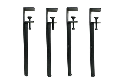Set of four adjustable table clamp legs for 16 inch coffee tables, powder coated steel build, supports up to 200 lbs shown standing