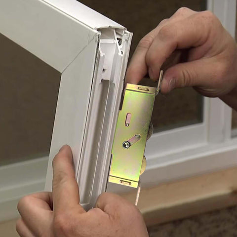 Heavy Duty Sliding Patio Door Tandem Roller Assembly For Glass Doors, 1-1/4 Inch Steel Ball Bearing Rollers being installed