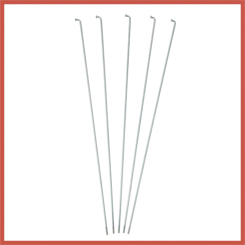 Five steel spokes from 36 Pcs 14G J Bend Bicycle Spokes With Nipples, 270mm Length, 2mm Shaft, Steel Silver Tone Spoke Kit For Road, MTB, And All Bikes