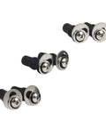 Six Pack Universal Toilet Seat Hinges Hardware Kit with blind hole fixings, showing expanding rubber tops and metal bolts, top view