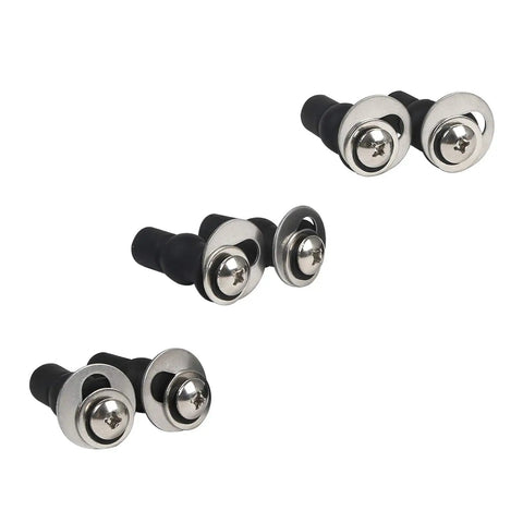 Six Pack Universal Toilet Seat Hinges Hardware Kit with blind hole fixings, showing expanding rubber tops and metal bolts, top view