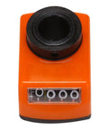 One Piece 14mm Digital Position Indicator Counter With 4-Digit Display For Milling Machines And Lathes Hollow Shaft Mount Direct Install On Main Spindle No Adapters Needed Tracks Feed Rate And Indexing Based On Lead Screw Pitch, orange housing