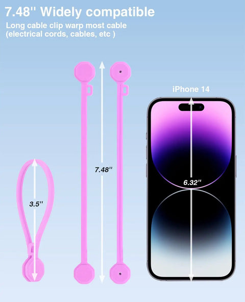 20 Piece Magnetic Cable Organizer Clips For Cable Management 7.48 Inch Set beside iPhone for size comparison