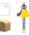 Pro Level Router Bit With Killer Sharp 3/8 Inch Radius Round Over Edge Design 1/4 Inch Shank Premium Tungsten Carbide Blade dimensions and shape details