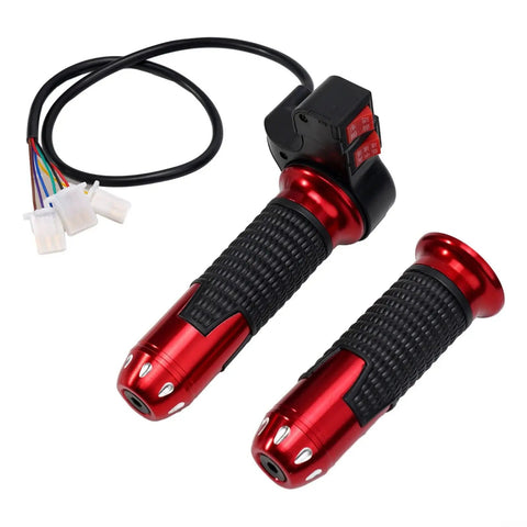Top Tier E Bike Twist Throttle With 3 Speed Settings High Med Low Plus Forward Reverse Control For Smooth Rides On Any Terrain, red grips