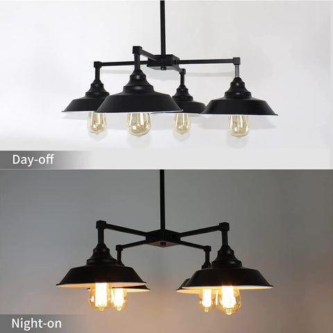 Four Light Black Kitchen Island Pendant Light With Dope Industrial Farmhouse Style Modern Metal Ceiling Hanging Fixture