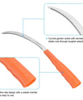 10 Inch Serrated Sickle Set For Garden Weeding And Harvesting, curved stainless steel blades, orange non-slip plastic handle