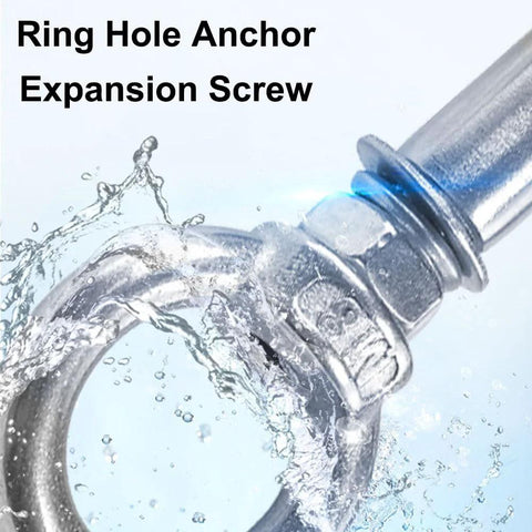 Concrete Wall Bolt Anchor Hook With Expansion Screw, 304 Stainless Steel Eye Bolts, close-up view, showing silver finish.