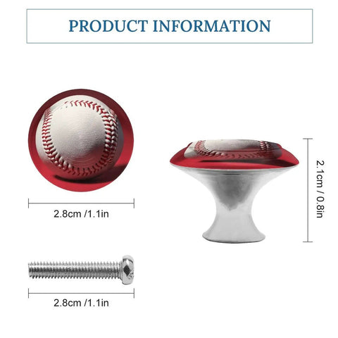 Sport Baseball Cabinet Knobs 2 Pack Stainless Steel Drawer Pulls 1.1 Inch Length 0.8 Inch Height For Dresser Closet Cupboard Bifold Doors