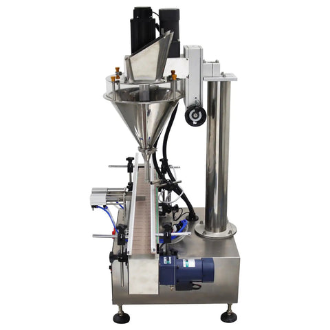 Slick Automatic Desktop Filler For Powders And Granules Featuring Chain Conveyor And Digital Scale 110V with stainless steel design