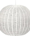 Wicker Ball Pendant Light Fixture For Dining Room, Kitchen Island And Living Room, Boho Rattan Ceiling Lamp, white woven design