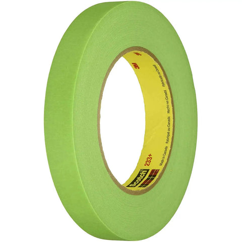 Green Auto Masking Tape Half Inch, 233 Plus High Adhesion Painter Tape For Cars, side view of single roll.
