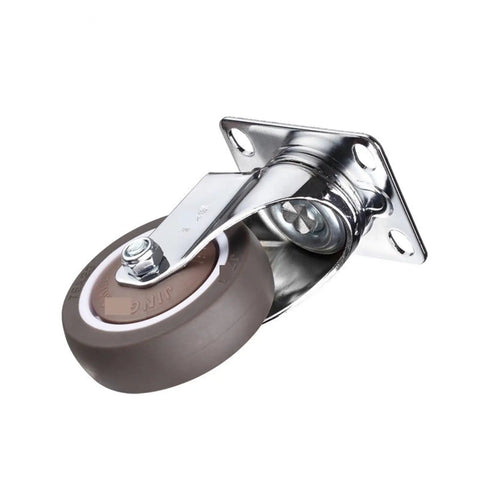 Heavy Duty TPR Caster Wheels With Lockable Brake And Dead Silent Roll Perfect For Furniture And Gear Replacement Smooth Stem Mount Two Pack, close-up view.