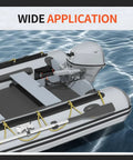 Boat on water with outboard motor showing 100 Amp Trolling Motor Plug And Receptacle Set With Fast Locking 2 Pin Circular Connector
