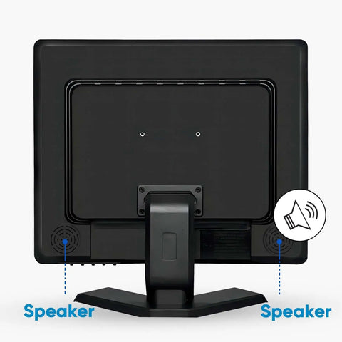 Back view of Big 19 Inch CCTV Security Monitor With No Image Stretch For NVR 1280 By 1024 Professional Industrial Display with speakers