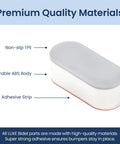 Universal Non Slip Toilet Seat Bumpers 4 Piece Set With Strong Adhesive showing premium ABS and TPE materials