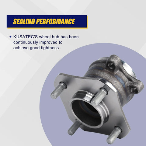 Rear Wheel Bearing And Hub Assembly For 2007-2012 Nissan Sentra, 4 Lug, ABS, 512384 Replacement, shown at an angle