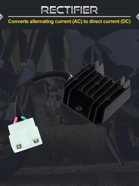 Rectifier for converting AC to DC with attached connectors, showcasing its component design.