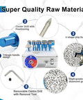Diamond Tile Hole Saw Kit With Pilot Bit And Chamfer Blade for Porcelain Ceramic Stone Marble, includes various core bits and tools.