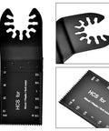 Bi Metal Oscillating Saw Blade Set For Multi Tool 10 Pieces 32mm Tooth Width HSS D6A close-up showing depth markers.