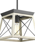 Briarwood Collection One Light Coastal Mini Pendant With Faux Wood Look Enclosure In Graphite Black Finish for Kitchen Islands.
