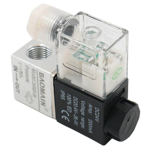 Direct Action Pneumatic Solenoid Valve 2 Way 2 Position 24V DC 3mm Orifice PT Quarter Inch Thread 0 To 10 Kgf Per Cm2
