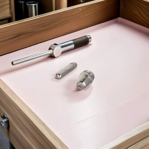 Top Tier Plasma Cutter Consumables Cut-60 Ag60 Sg55 Nozzle Kit With Drag Shield displayed on a workshop drawer.