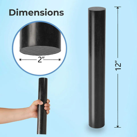 Two Pack Round Acetal Copolymer Rods 2 Inch Diameter 12 Inch Length Opaque Black Pro Grade POM-C Rods Low Friction High Impact Chemical Resistant ASTM D6778 Compliant Ideal For Non-Marring Fixtures And DIY Projects, 2 in x 12 in rod
