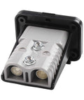 High Amperage Electric Vehicle Charging Connector Slick Fixed Base Heavy Duty Coupler close-up view with metal screws.
