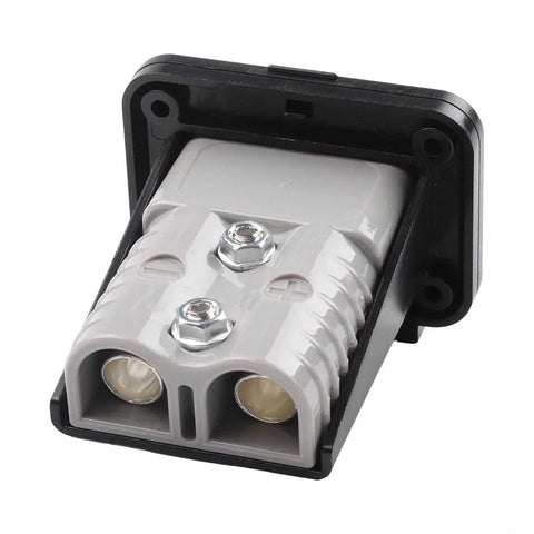 High Amperage Electric Vehicle Charging Connector Slick Fixed Base Heavy Duty Coupler close-up view with metal screws.