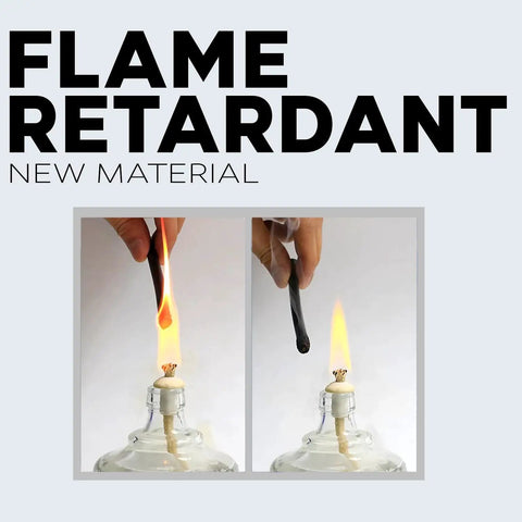 Flame retardant testing on new material with visible flame, showcasing fire safety properties of product.