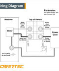 Wiring diagram for Heavy Duty Workhorse Plug And Play Dual Voltage Paddle Switch with machine and power cord connections.