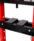 Built Different 20 Ton Hydraulic Shop Press Heavy Duty Steel Garage Powerhouse view of pressing plate and support structure.