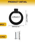 Matte Black Aluminum Ring Pulls 8 Pack Heavy Duty Single Hole Cabinet Knobs Inner Diameter 28mm Outer Diameter 41mm