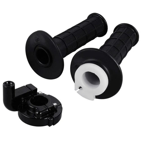 Throttle Grip Set With Cable For Mini Baja MB165 MB200 196cc 200cc Doodlebug Bike, showing grips and throttle housing clamp