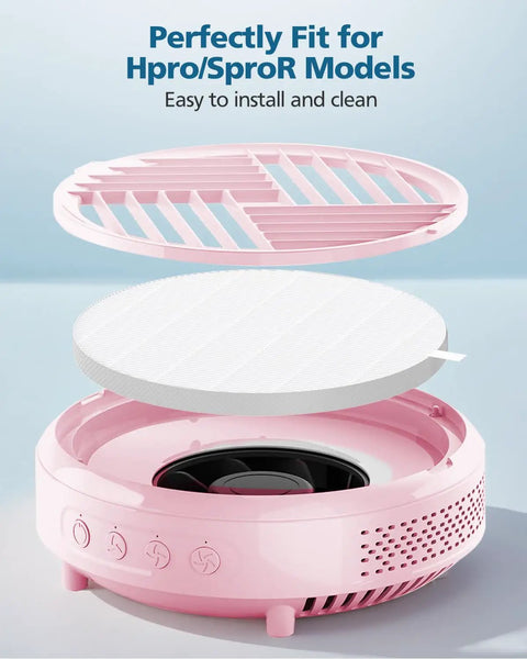 Replacement Filters Four Pack For Nail Dust Collectors, Compatible With MelodySusie HPro And SProR Models, pink device