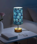 Watercolor Palm Leaf Blue Bedside Table Lamp With 3 Way Dimmable Touch Control And Built In Charging Station for Bedroom Nightstand