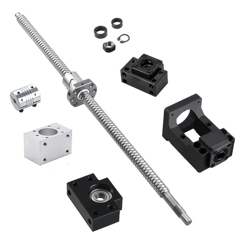 700mm SFU1605 Ballscrew CNC Kit For DIY Makers includes ball screw, coupler, nut housing, and end supports