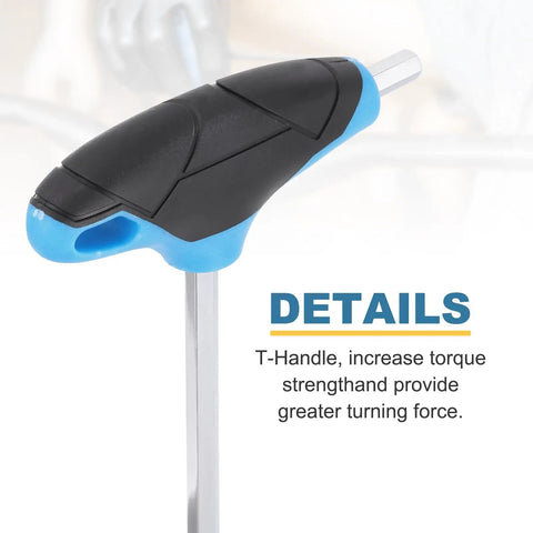 Close-up of Two Piece T Handle Ball End Hex Key Wrench Set 4mm Metric S2 Steel Beefy Pro Grade, showcasing durable T-handle design