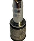 Pressure Washer Detergent Pickup Filter With Internal Check Valve Brass And Chrome 1/4 Inch Barb 400 Micron Screen