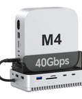 Mac Mini M4 And M4 Pro Stand Hub That Sets Your Workstation On Fire With 40 Gbps Thunderbolt Speed Houses Roomy Nvme Ssd Enclosure Handling Up To Eight Tough Terabytes Alongside Kickass Usb Hookups, showcasing ports.